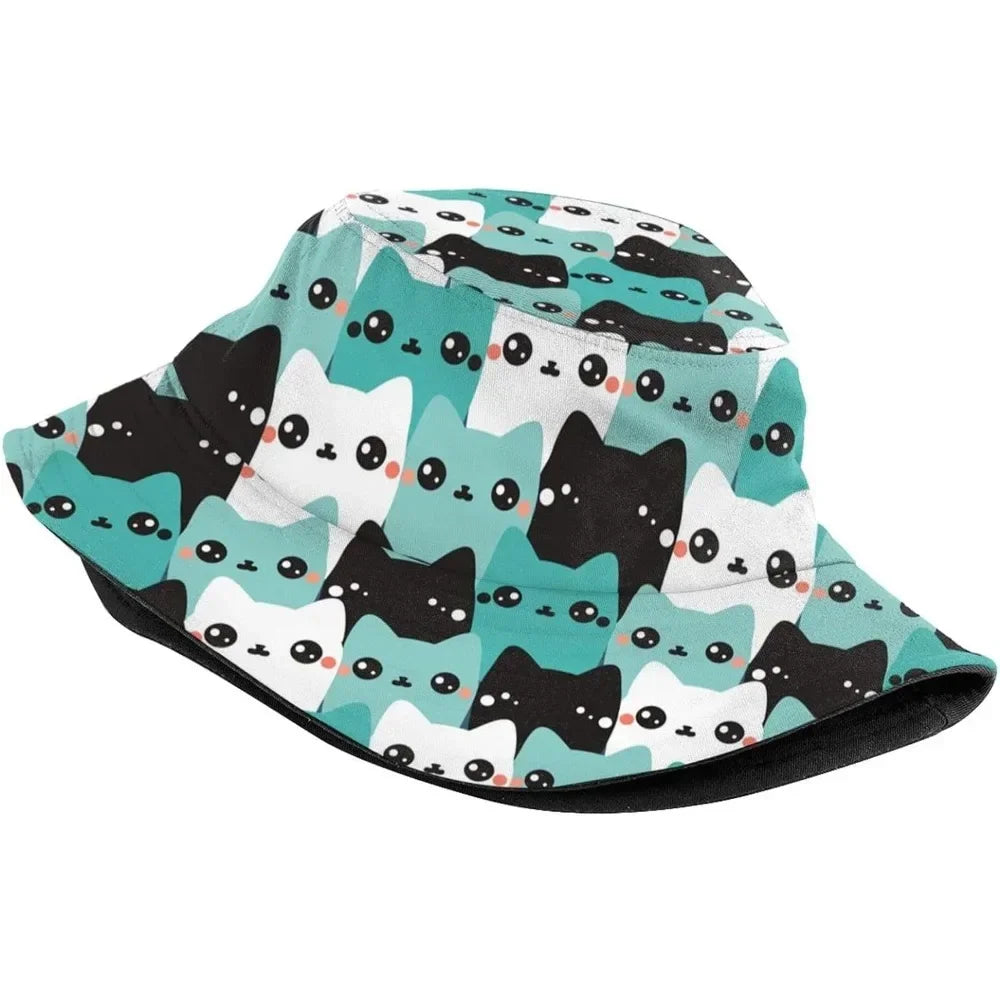 Cat Fisherman Cap Hip Hop Gorras Summer Unisex Printing Bucket Hat