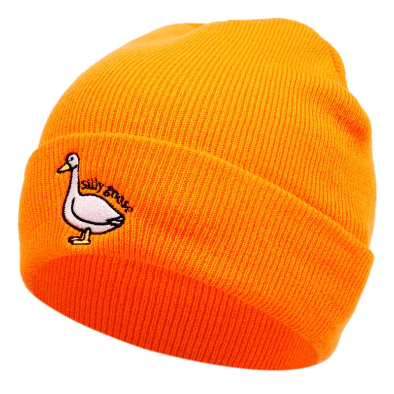Cute Duck Embroidered Knitted Hat, Warm For Men and Women In Autumn And Winter