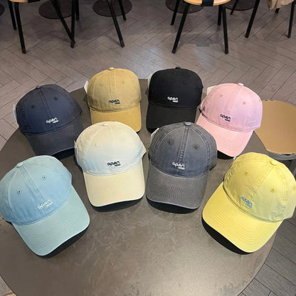 Women Embroidery Letter Baseball Cap Solid Color Cotton Peaked Hat