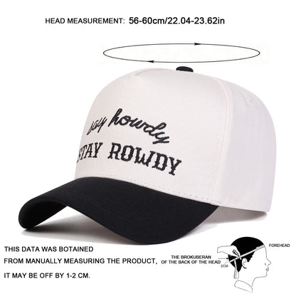 Unisex STAY ROWDY Letter Embroidery Baseball Caps Hip Hop Hat Sunscreen Hat