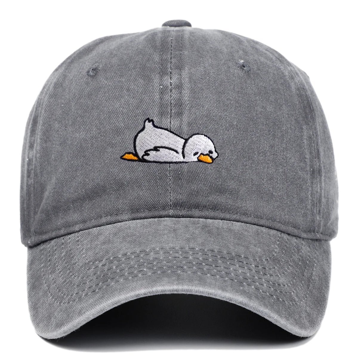 Cute Lazy Duck Washed Embroidery Baseball Hats