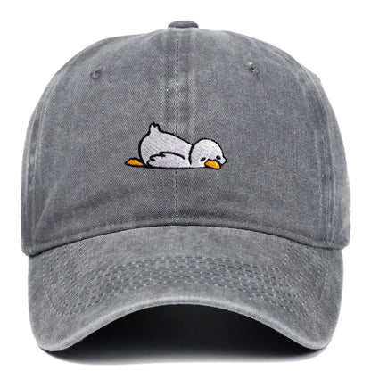 Cute Lazy Duck Washed Embroidery Baseball Hats