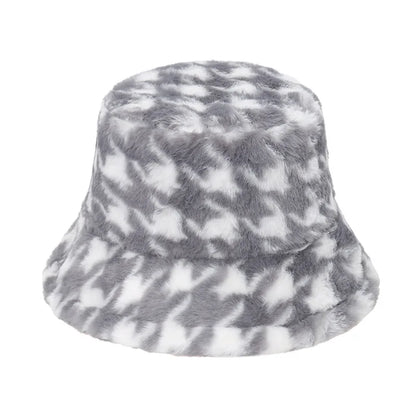 Winter Bucket Hat Women's Fashion Leopard Panama Warm Hat For Women