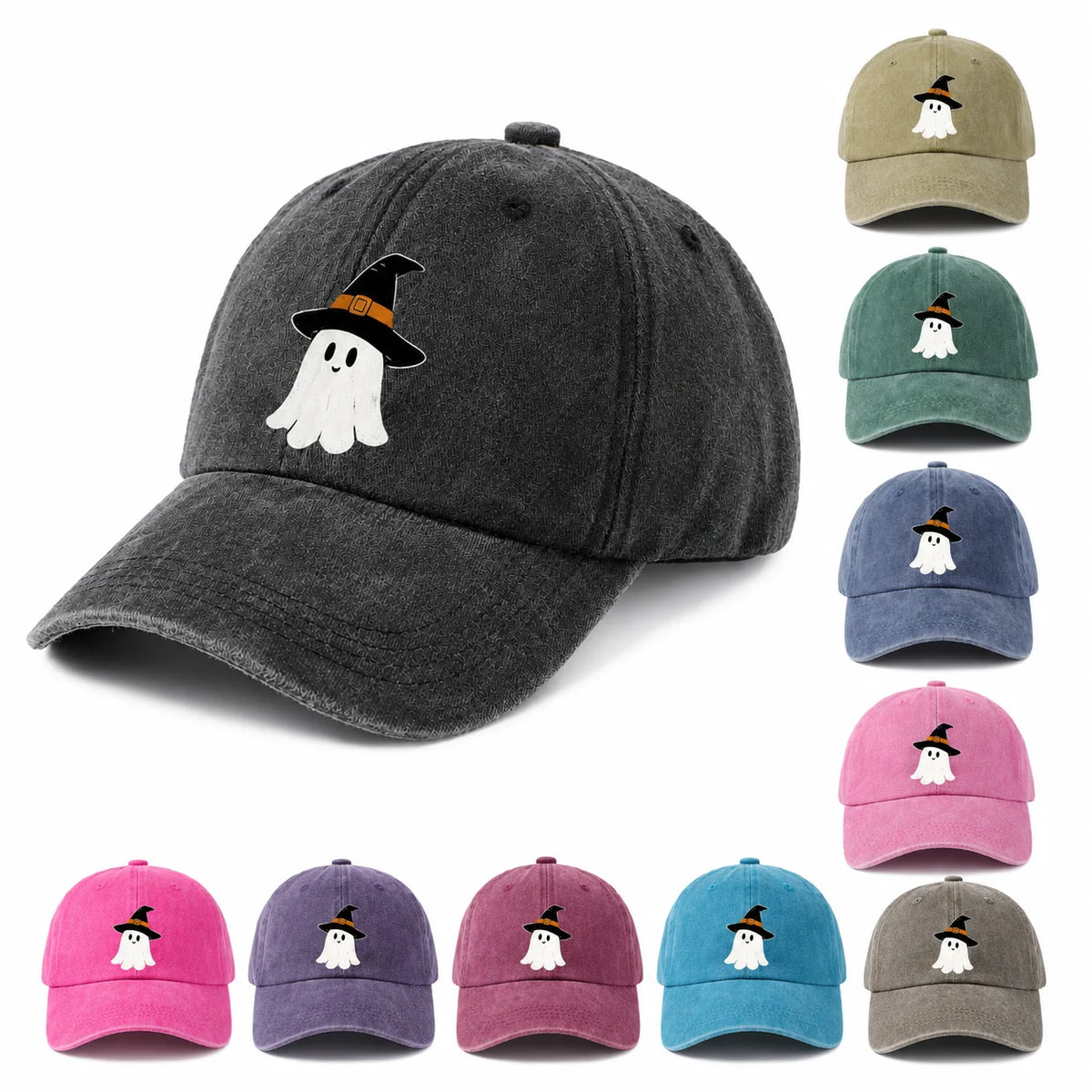 Witch Hat Ghost Graphic Baseball Cap