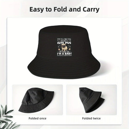 Custom Cute Pug Beach Bucket Hat Women Men