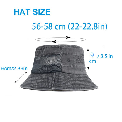 Spring Summer Washed Cotton Mesh Breathable Bucket Hats