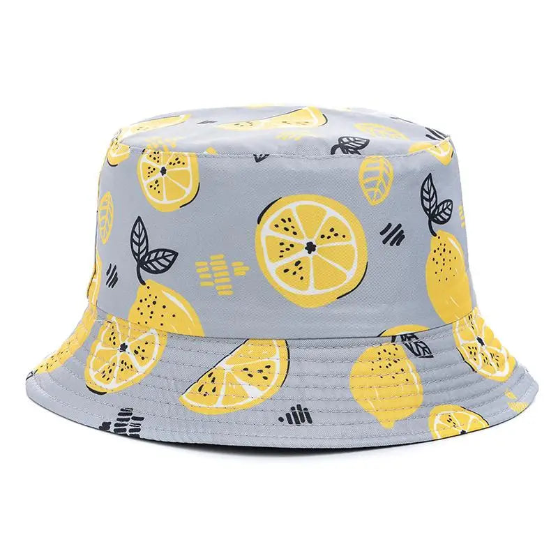 Unisex Bucket Cap Fruit Printing Hats Summer Double-sided Wear Man Women