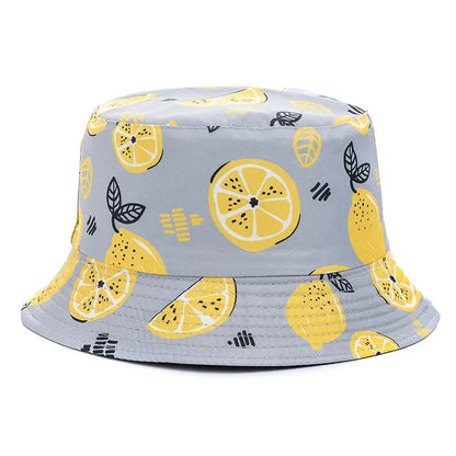 Unisex Bucket Cap Fruit Printing Hats Summer Double-sided Wear Man Women