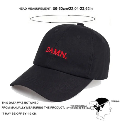 Letter DAMN Embroidery Baseball Cap Stitched Hip-hop Rapper Distressed Faded Cap