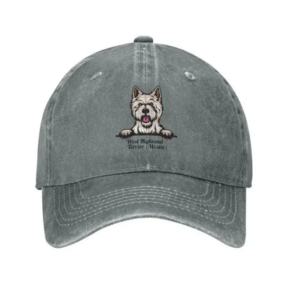 Classic Unisex Cotton Peeking Dog West Highland White Terrier Baseball Cap Adult Westie