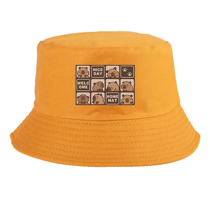 Summer Spring Ladies Cotton Korean Casual  Sunprotection Capybara Bucket Hat