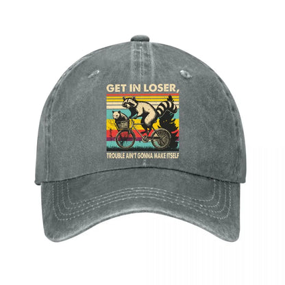 Get In Loser Raccoons Vintage Washed Baseball Cap