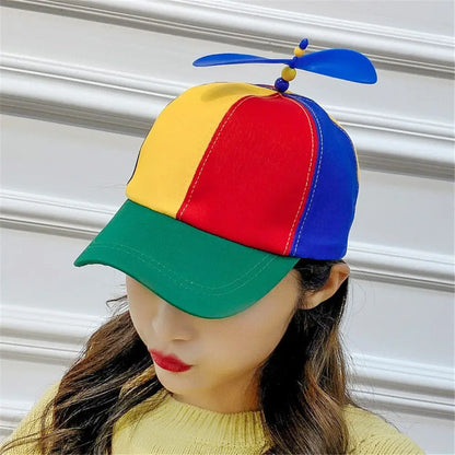Funny Adventure Dad Hat Baseball Hat Bamboo Dragonfly Rainbow Sun Cap Helicopter Propeller Design