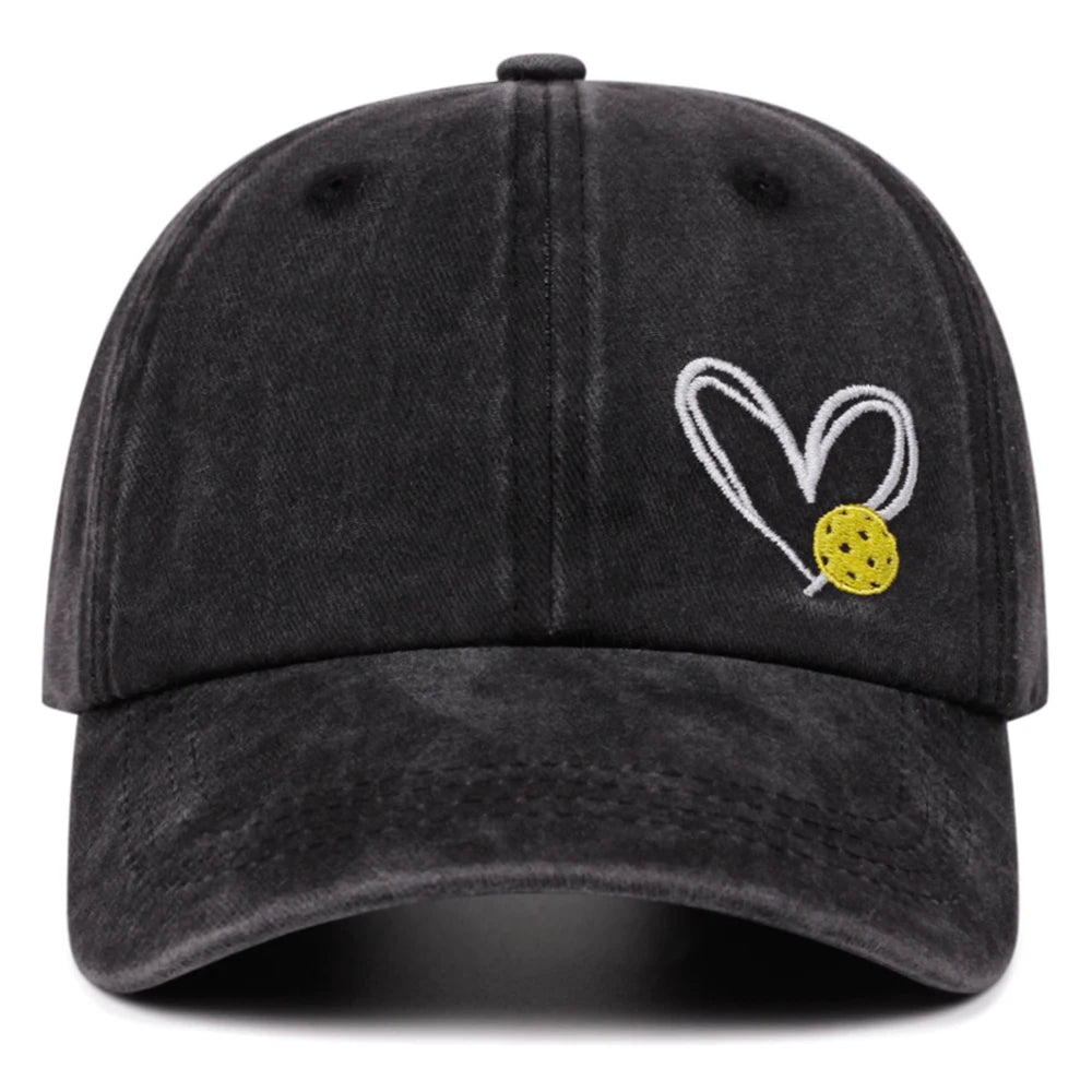 Love Pickleball Hat Washed Retro Embroidery Baseball Caps
