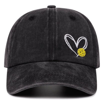 Love Pickleball Hat Washed Retro Embroidery Baseball Caps