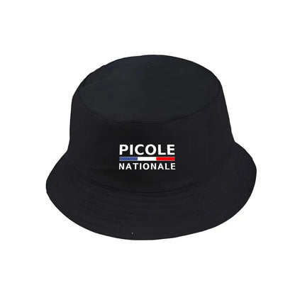 Black Bucket Hat Summer Fisherman Hat Fishing Cap With PICOLE NATIONALE Print