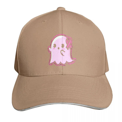 Pink Ribbon Ghost Charm Baseball Cap