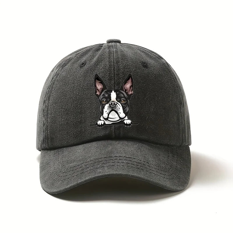 Cute Boston Dog Printed Baseball Hat