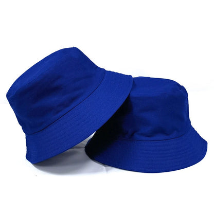 Black Solid Dots Bucket Hat Two Side Wear Unisex Simple Bob Caps Men Women