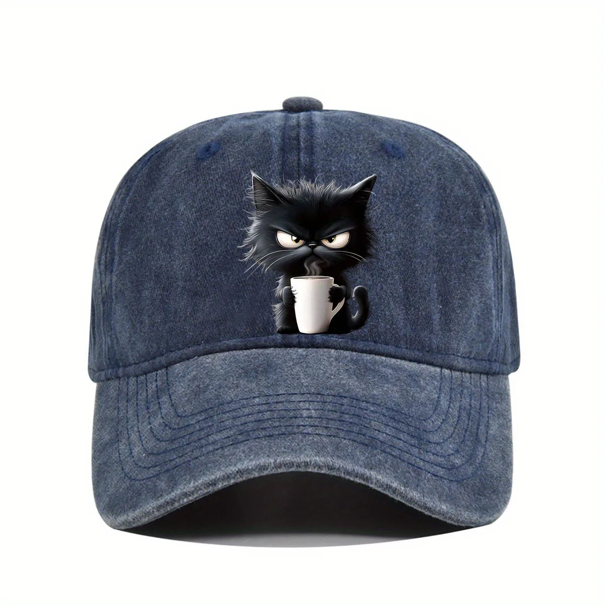 Coffee Cat Printed Baseball Hat Fashionable Men's and Women's Decoration