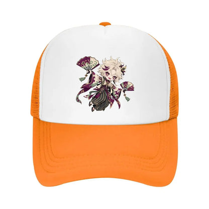 Playful Chibi Demon Fan Mascot Mesh Baseball Cap