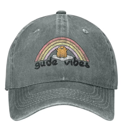 Gude Vibes Good Vibes Rainbow Washed Baseball Cap