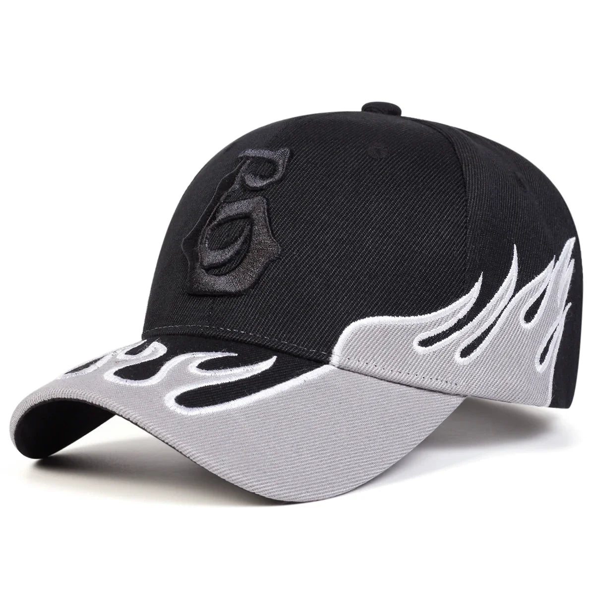 Unisex Flame Embroidery Letter Baseball Caps