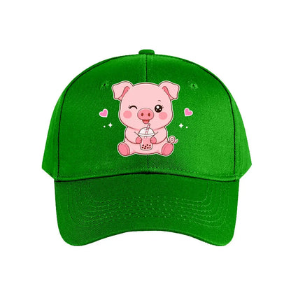 Pink Pig Bubble Tea Baseball Cap