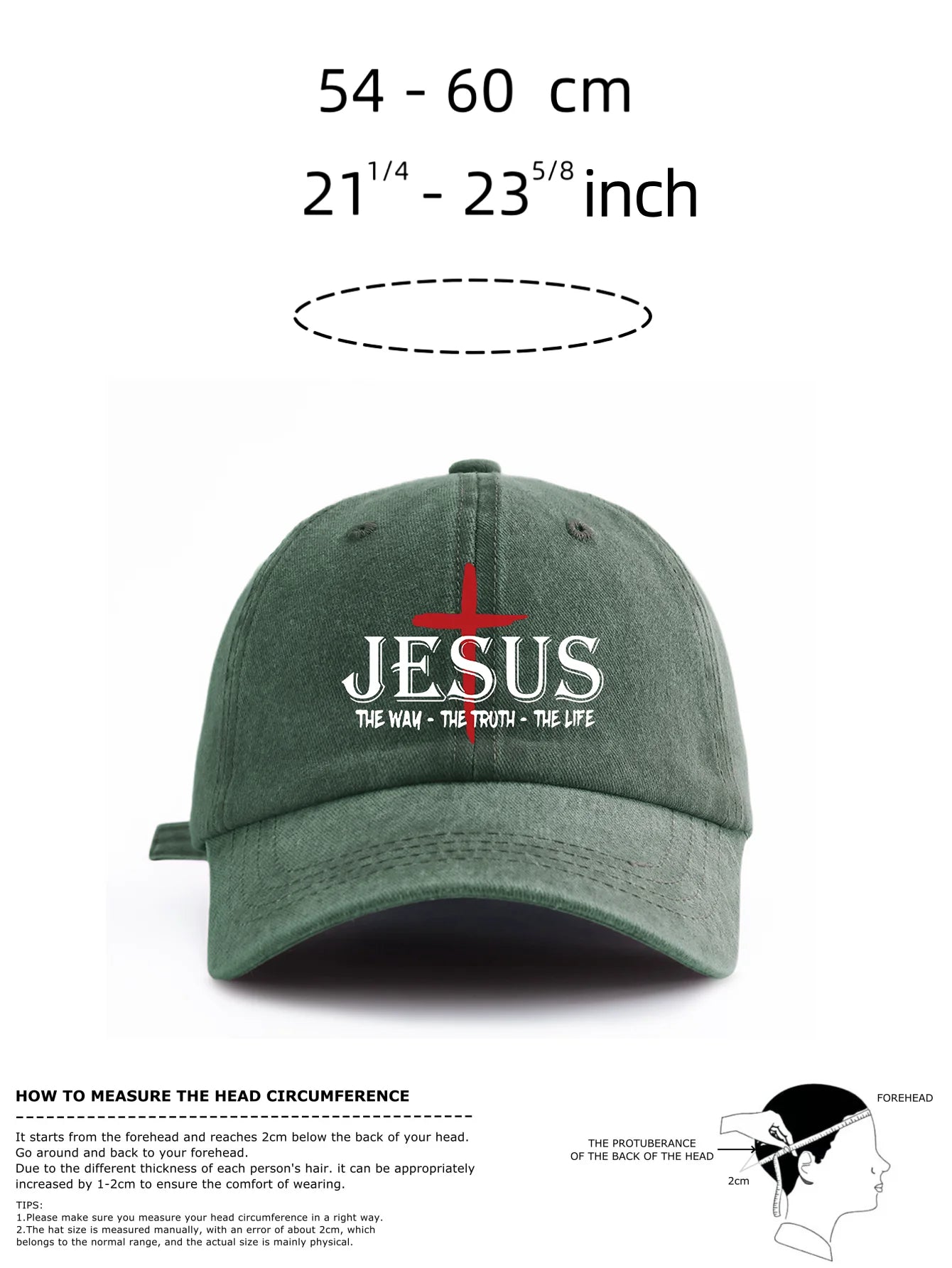 JESUS CROSS Print Washed Baseball Cap