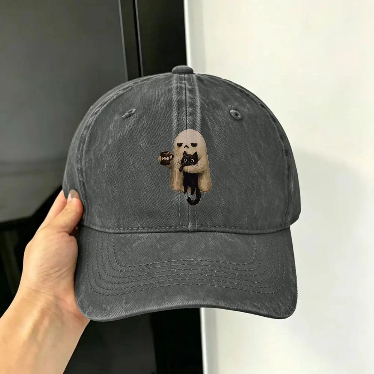 Ghost-Cat Spooky Black Cat Aesthetic Casual Baseball Cap