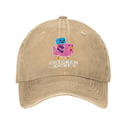 Unisex Chicken Jockey Funny Printed Hat Fashion Distressed Cotton Baseball Cap