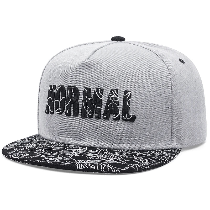 Trendy NORMAL Embroidered Pattern Flat Edge Hat Fashionable Men's Hip Hop Hat Women's Snapback Cap