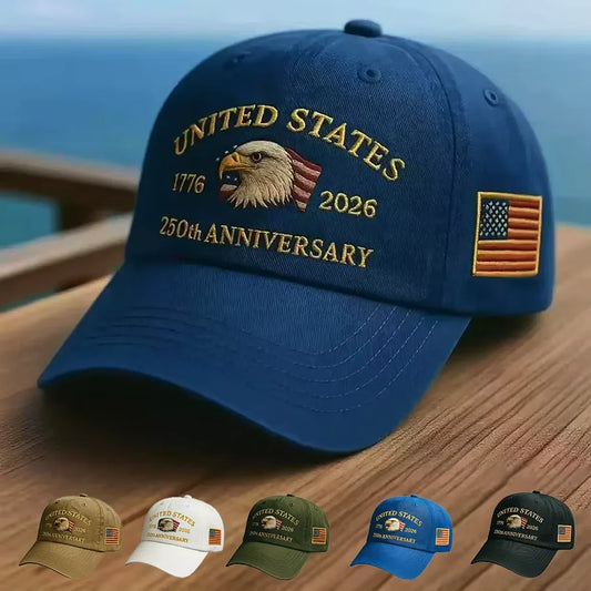250th Anniversary Hat USA Patriotic Baseball Caps Eagle Embroidered