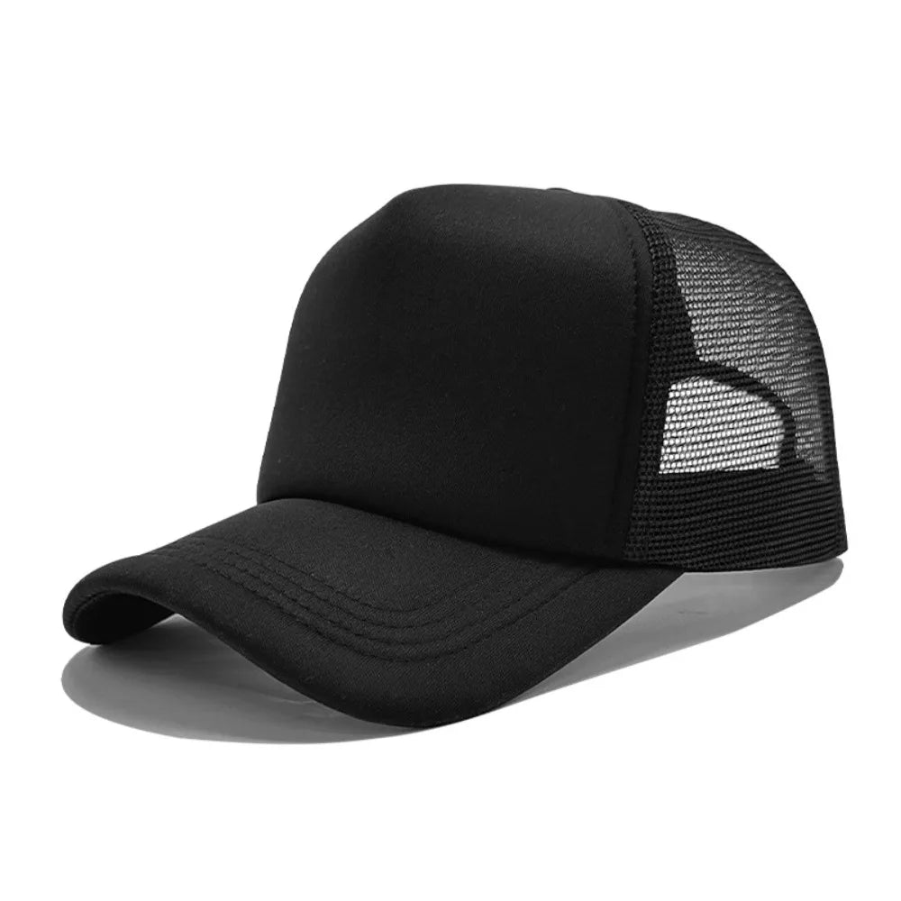 Casual Adjustable Baseball Cap Breathable Solid Color Snapback Hats Mesh Trucker Cap
