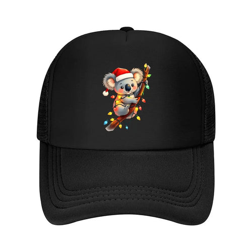 Christmas Koala Santa Hat Lights 2026 Mesh Baseball Cap