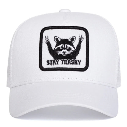 Unisex STAY TRASHY Raccoon Embroidery Baseball Caps