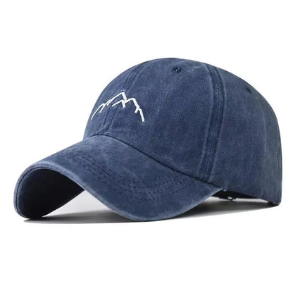 Unisex Washed Cotton Cap Mountain Embroidery Vintage Baseball Cap