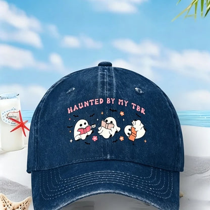 Reading Ghost Print Haunted By My TBR Unisex Baseball Cap