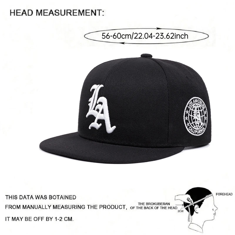 New Los Ange Earth Letter Embroidered Flat Edge Hat Women Simple Snapback Hat