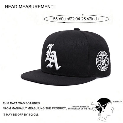 New Los Ange Earth Letter Embroidered Flat Edge Hat Women Simple Snapback Hat
