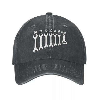 Casual Washed Screw Wrench Opener Mechanic Baseball Cap