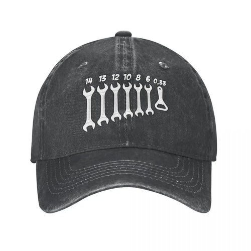 Casual Washed Screw Wrench Opener Mechanic Baseball Cap