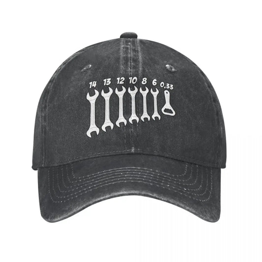 Casual Washed Screw Wrench Opener Mechanic Baseball Cap