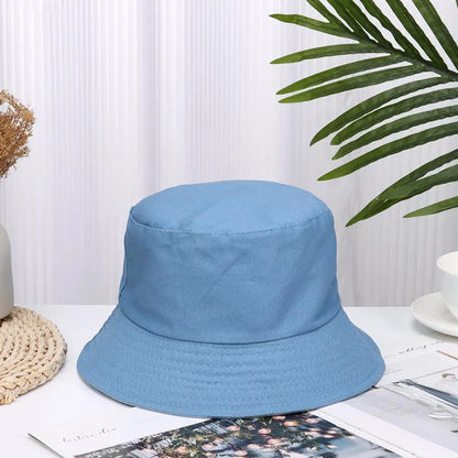 Fashion Cotton Bucket Hats Summer Foldable Sunscreen Panama Hat Solid Color
