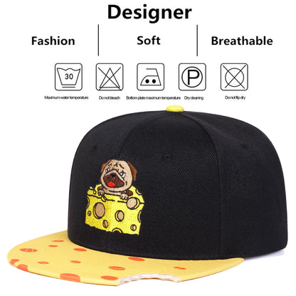 Unisex Cheese Pug Embroidery Hip-hop Hats Baseball Caps Sunscreen Hat Sports Cap Snapback Caps