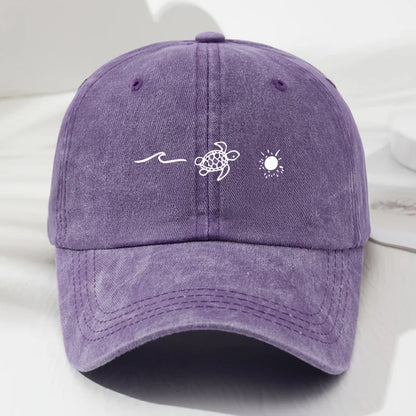 Wave Turtle Sun Printed Baseball Cap For Men And Women
