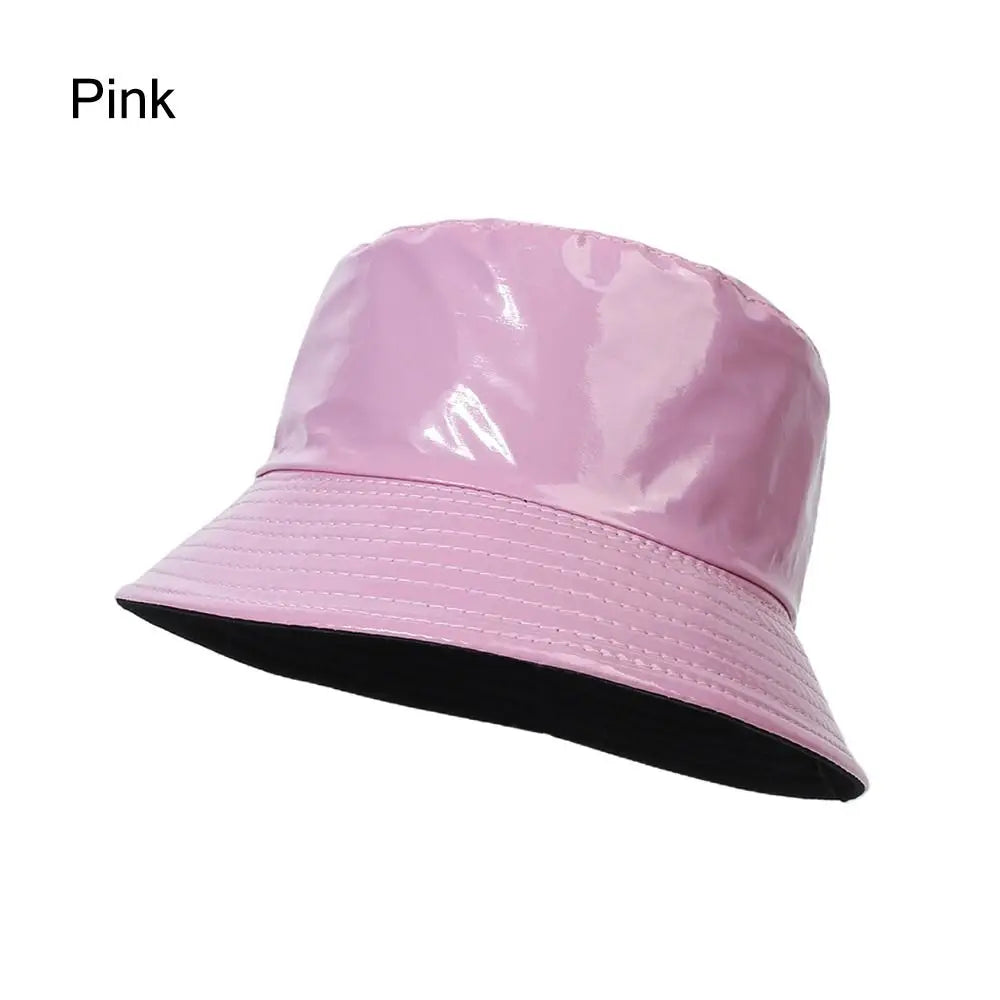 Unisex Reversible Climbing PU Leather Fishing Hat Sun Hat Bucket Hat