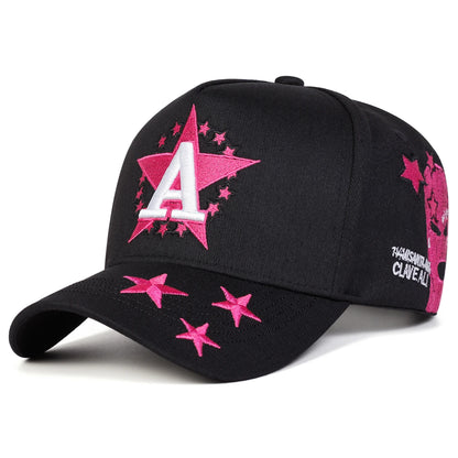 Unisex A Letter Pentagram Embroidery Baseball Caps Spring Autumn