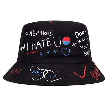 Unisex Letter Graffiti Printing Personality Bucket Hats Fishermen Caps