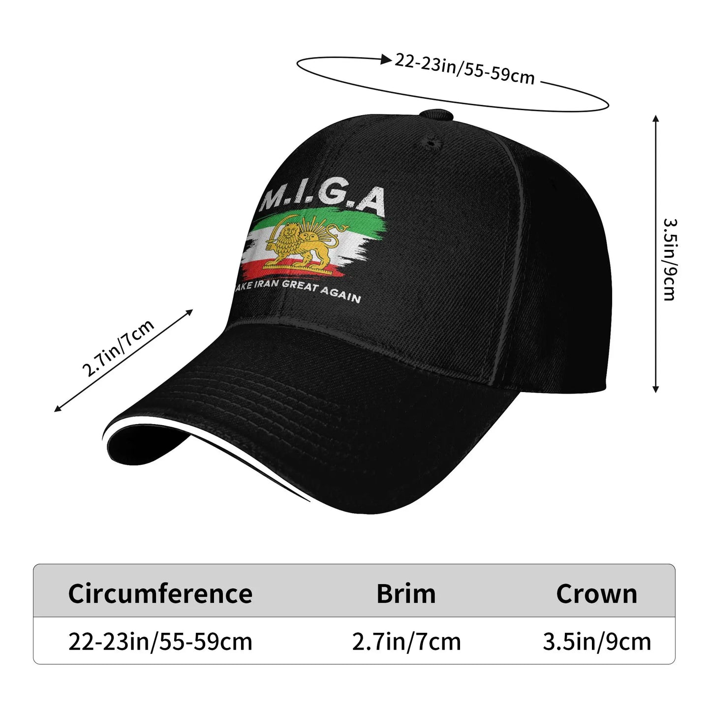Make Iran Great Again Emblem Of Iran MIGA Baseball Cap